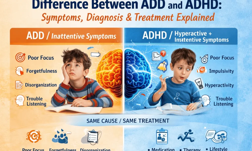 Difference Between ADD and ADHD Symptoms, Diagnosis & Treatment Explained