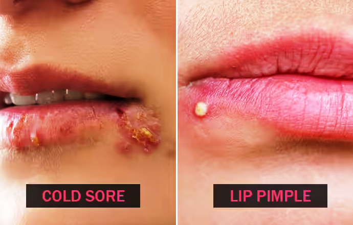 Pimple vs Cold Sore on Lip-Symptoms, Causes, Treatment & Prevention Guide